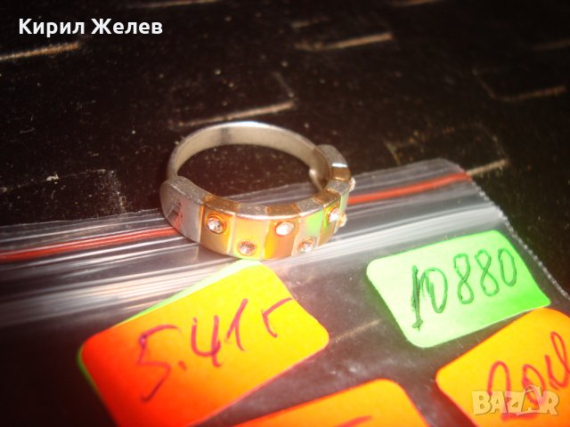 ПОЗЛАТЕН и ПОСРЕБРЕН АРТ ПРЪСТЕН с МИНИАТЮРНИ ФАСЕТИРАНИ ЦИРКОНИ 10880, снимка 7 - Пръстени - 31309351