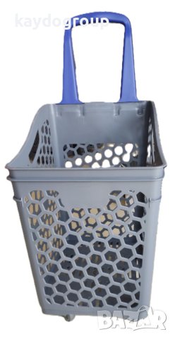  PVC Сива кошница за пазаруване с колела, 75 литра, снимка 8 - Друго търговско оборудване - 42258690