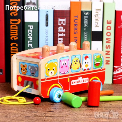 Дървен автобус за дърпане, снимка 7 - Други - 40326025