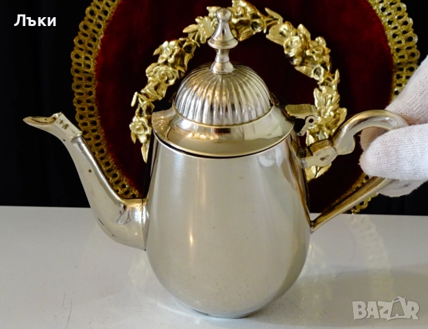 Посребрена бронзова кана за ракия,кафе. , снимка 3 - Антикварни и старинни предмети - 52496866
