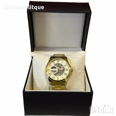 Елегантен и прецизен мъжки златист часовник LEIYI