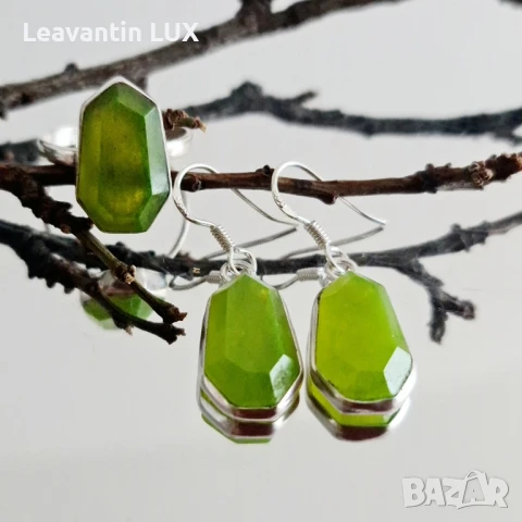 Сребърен комплект „Зелена хармония“ – с нефрит
