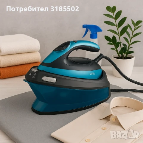 Ютия с Парогенератор Voltz OV51052A, 3200W, 1500мл., Керам. плоча, LED дисплей, Зелен спрей, снимка 5 - Ютии - 50852706