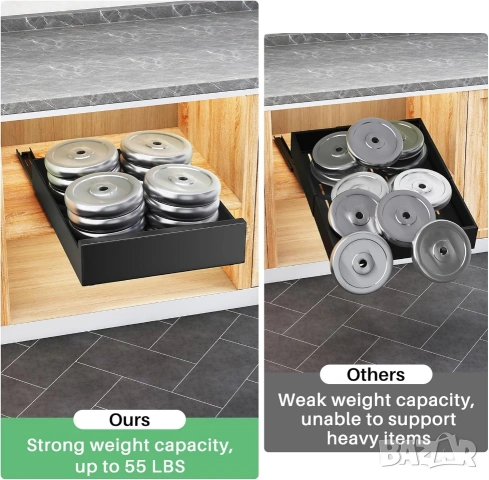 Телескопичен Органайзер за Шкаф 43x35см – Монтаж Без Пробиване, Kitstorack, снимка 4 - Аксесоари за кухня - 53266633