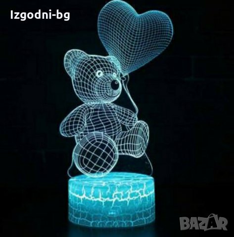  Романтичен подарък! 3D LED светещо мече с дистанционно, снимка 3 - Романтични подаръци - 31425911