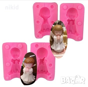 3D момче момиче ангел калъп 2 части силиконов молд форма фондан сапун гипс свещ декорация фигурка, снимка 2 - Форми - 18985744