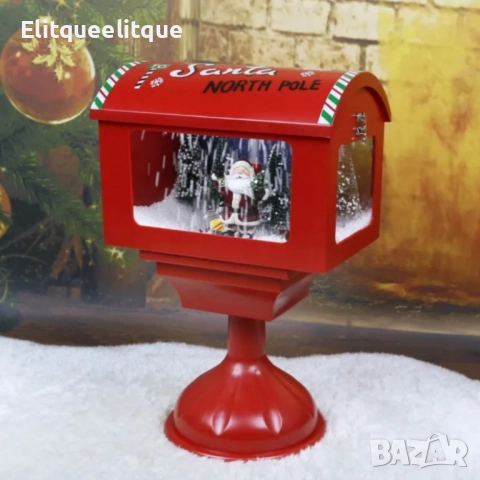 Музикална пощенска кутия „Santa North Pole“ с ефект на падащ сняг., снимка 3 - Декорация за дома - 52279314