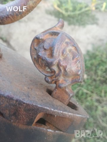  Стара Колекционерска ютия на жар с глава на римлянин, снимка 3 - Антикварни и старинни предмети - 29946199