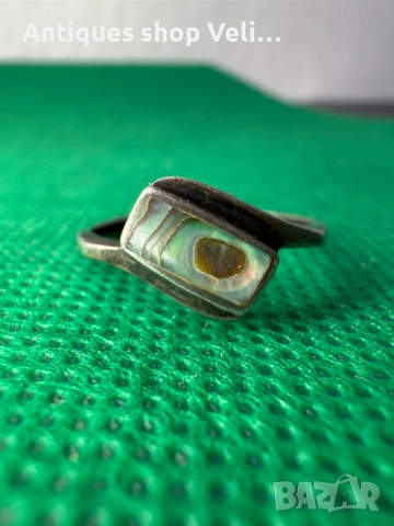 Сребърен пръстен със седеф №7357 , снимка 2 - Пръстени - 51451409