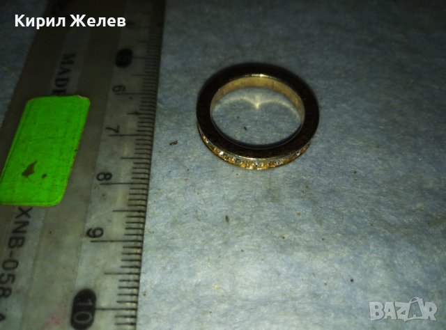 ПОЗЛАТЕН МОДЕН АРТ ПРЪСТЕН ХАЛКА от БЛАГОРОДНА СТОМАНА с БЛЕСТЯЩИ ЦИРКОНИ 38819, снимка 5 - Пръстени - 42090326