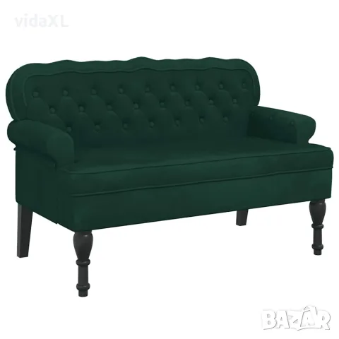 vidaXL Пейка с облегалка, тъмнозелена, 119,5x64,5x75 см, кадифе
