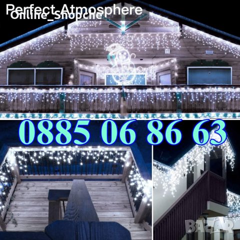 Коледни лампички тип завеса 3м, Коледна завеса, различни цветове, снимка 5 - Други - 38700706