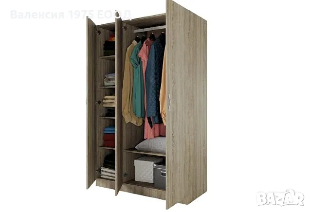 Трикрил гардероб с огледало Сити 1003 сонома, орех или комбинация бяло/ арвен, снимка 2 - Гардероби - 18790452