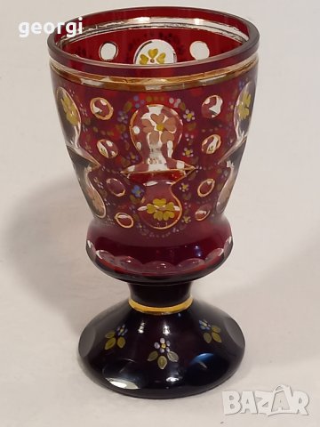 кристална чаша бокал Bohemia рубинен кристал с позлата , снимка 5 - Антикварни и старинни предмети - 42265706