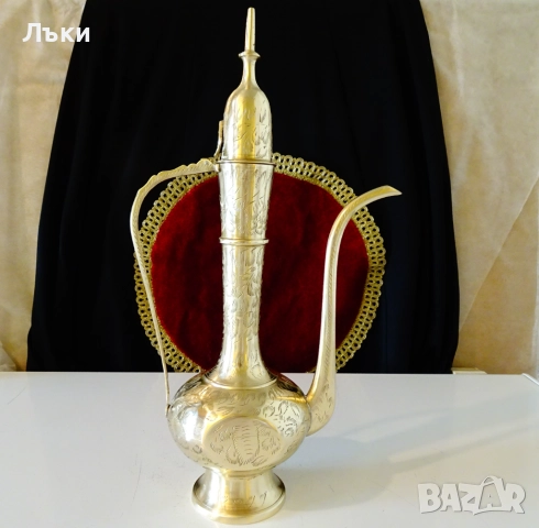 Бронзова кана за ракия,ибрик,Aftaba,36 см.,гравирана. , снимка 9 - Антикварни и старинни предмети - 51882530