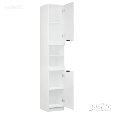 vidaXL Шкаф за баня, бял, 32x34x188,5 см, инженерно дърво, снимка 8 - Аксесоари за баня - 56147962