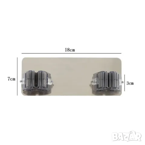 Двоен държач за мопове, четки и други, за монтаж на стена, снимка 3 - Други стоки за дома - 50386417