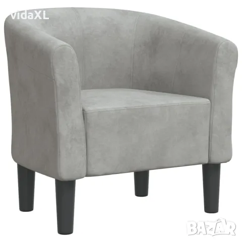 vidaXL Объл фотьойл, светлосив, кадифе(SKU: 356441)