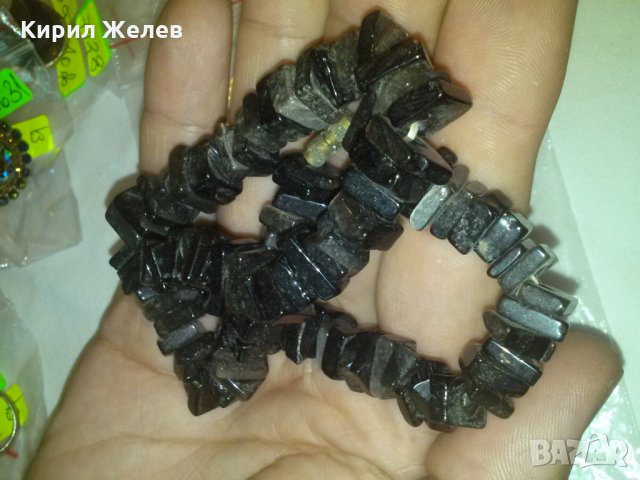 ЧЕРЕН ПОЛУ-СКЪПОЦЕНЕН КАМЪК ЕСТ. МИНЕРАЛ КОЛИЕ 8160, снимка 3 - Колиета, медальони, синджири - 29555945