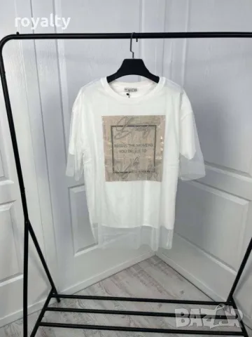 Памучни дамски тениски Два цвята , снимка 5 - Тениски - 49920491