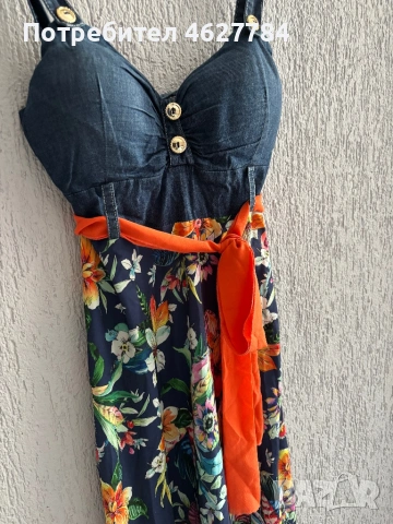 Стилна дамска рокля с флорален десен., снимка 2 - Рокли - 54236019