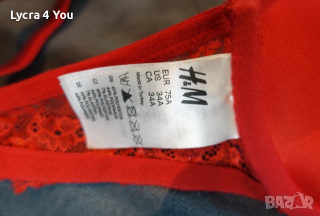 H&М 75A червен сутиен с големи подплънки, снимка 7 - Бельо - 36676314