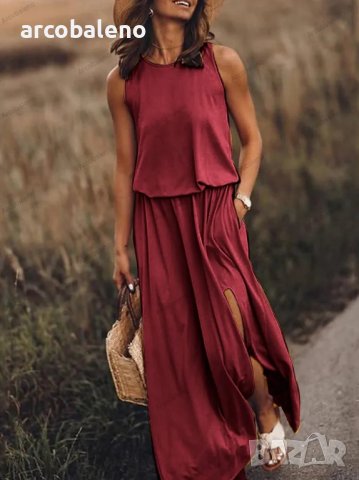 Дамска рокля без ръкави с обло деколте, 10цвята, снимка 11 - Рокли - 40762101