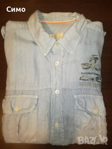 МASON'S - Ленена Мъжка Риза Къс Ръкав