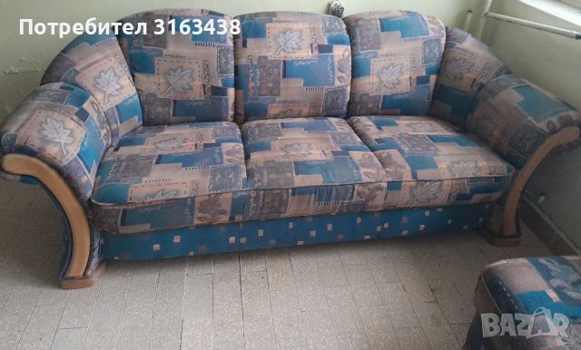 Холна гарнитура 3ка + 2ка + табуретка, снимка 6 - Дивани и мека мебел - 37963346