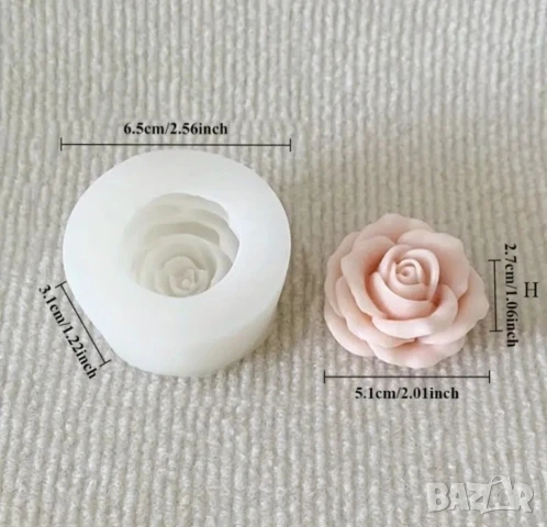 Молд роза 6,5 см (27), снимка 3 - Форми - 50596140