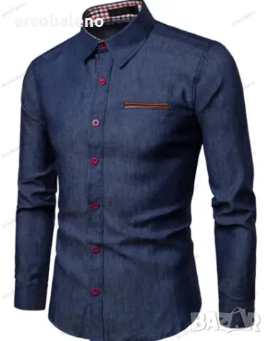 Ежедневна мъжка риза с джоб и дълъг ръкав, 3цвята , снимка 6 - Ризи - 49438120