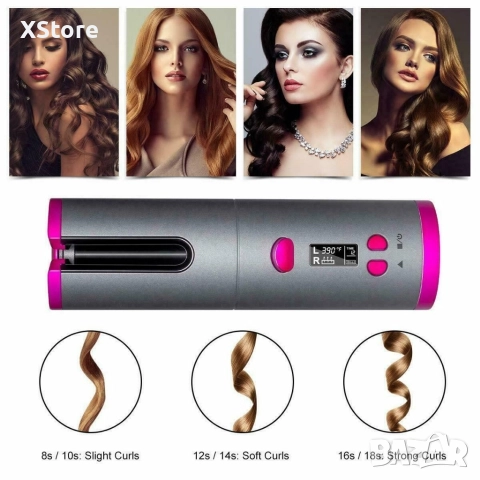 Безжична автоматично въртяща се маша за вълнообразни къдрици, снимка 5 - Маши за коса - 52590114