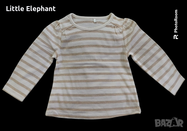 Блузка с дълъг ръкав с райе и златни нишки за момиченце на 9-12 мес,Англия/нова