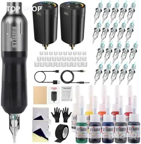 Нов Комплект за татуировки с писалка, мастила и тренировъчна кожа