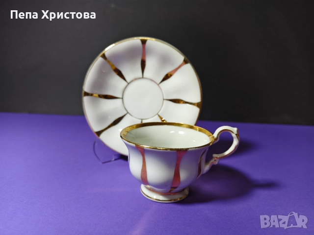 Чаша за кафе (мока) Carl Tielsch Altwasser "Barock Gold", снимка 4 - Чаши - 51476373