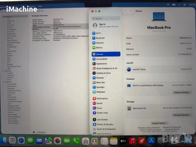 MacBook Pro 14" M3 PRO 11-CORE CPU/ 14-CORE GPU/ 18GB RAM/ 512GB SSD, снимка 6 - Лаптопи за работа - 53973040