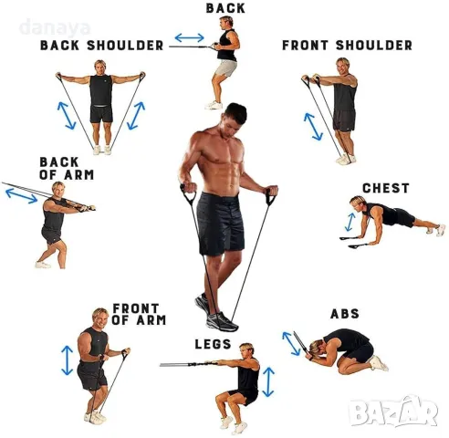 5239 Фитнес ластик с дръжки за тренировки и упражнения, снимка 5 - Спортна екипировка - 47326798