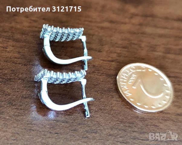 💎 Сребърни обеци тип решетка, английско закопчаване 💎, снимка 3 - Обеци - 35095378