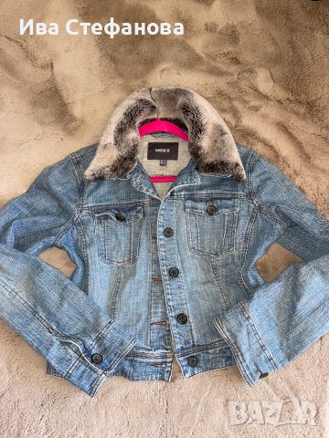 Дънково яке сафари с кожена свалящо яка Mexx , снимка 2 - Якета - 38172392