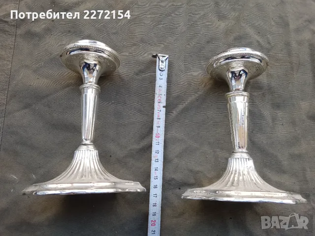 Кралски посребрен свещник 2 бр, снимка 3 - Антикварни и старинни предмети - 49874795