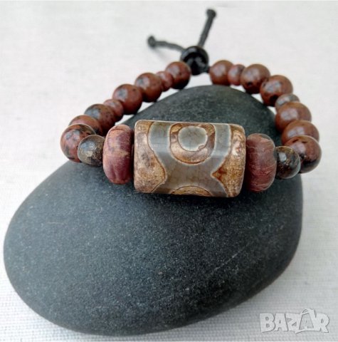 Дзи гривна-талисман с мъниста от 7 полускъпоценни камъка, снимка 3 - Гривни - 38699763