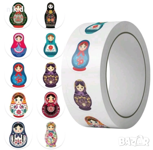 100 бр Матрьока малки самозалепващи лепенки стикери за ръчна изработка, снимка 2 - Други - 51489629