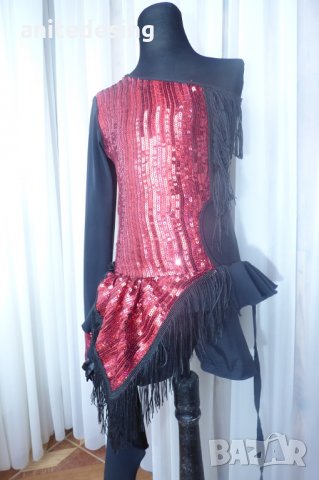 рокля за спортни танци комбинация между червено и черно, снимка 4 - Детски рокли и поли - 35098812