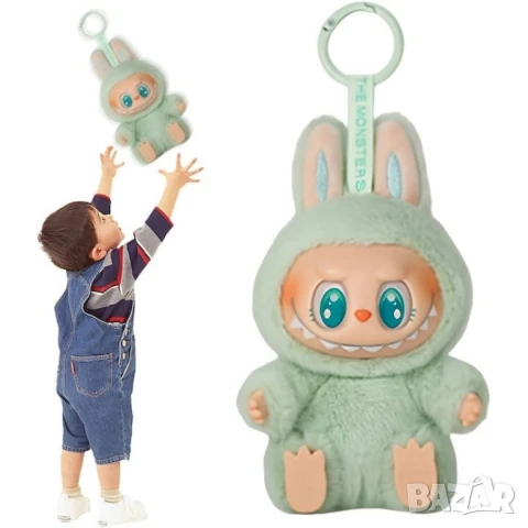 Мини музикална фигурка Лабубу със светлини – плюшена, 18 см, снимка 4 - Фигурки - 51065096