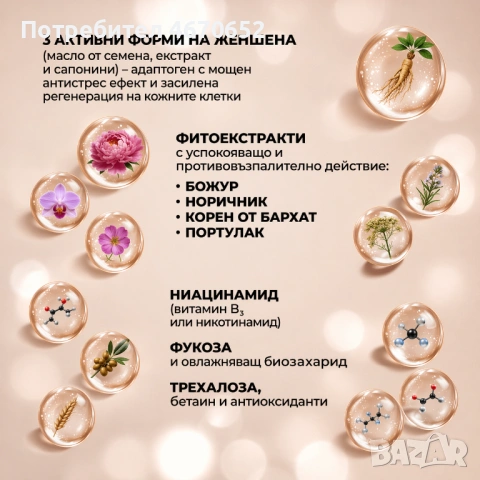 Обновяващ тоник за лице „Женшен и божур“, 100 мл, снимка 3 - Козметика за лице - 54189274