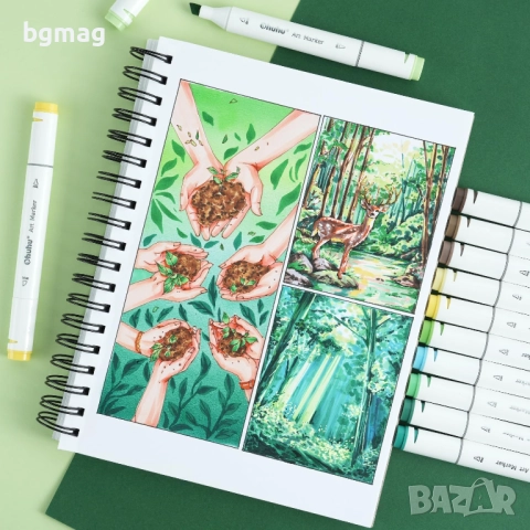 Ohuhu двустранен скицник 254 x 193 mm, 60 страници/30 листа - 150 g/m² Блок за рисуване, снимка 8 - Ученически пособия, канцеларски материали - 52186783