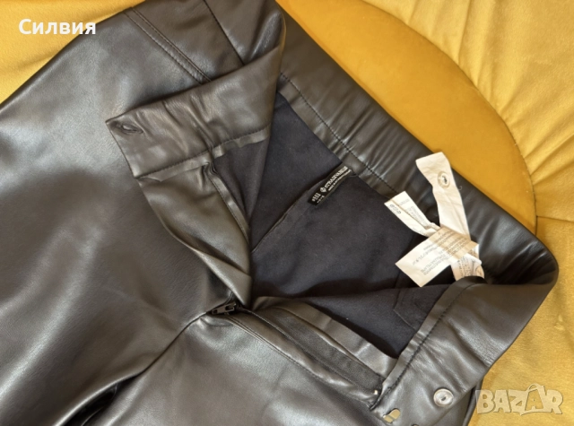 Чисто нов дамски лъскав кожен панталон "Stradivarius" / "Страдивариус", номер 36, размер "S", снимка 6 - Панталони - 52672524