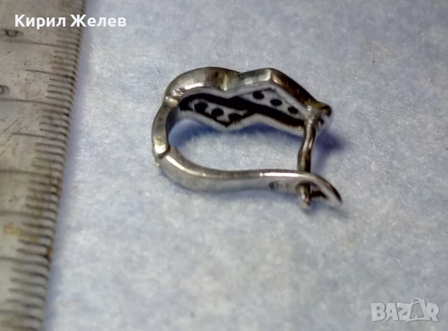 СКЪПОЦЕННА СРЕБЪРНА ОБЕЦА СРЕБРО 925 АНГЛИЯ с БЯЛА ПОЗЛАТА и ИСКРЯЩИ ЦИРКОНИ 50154, снимка 3 - Обеци - 50542261