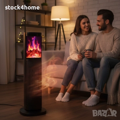 Керамична печка Rosberg с 3D огнен ефект, 2000 W, LED дисплей, Осцилация, снимка 2 - Отоплителни печки - 52273358