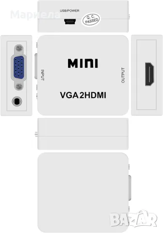 Mini 1080P VGA към HDMI адаптер конвертор/VGA2HDMI конектор с аудио за PC лаптоп към HDTV , снимка 5 - Друга електроника - 49451173